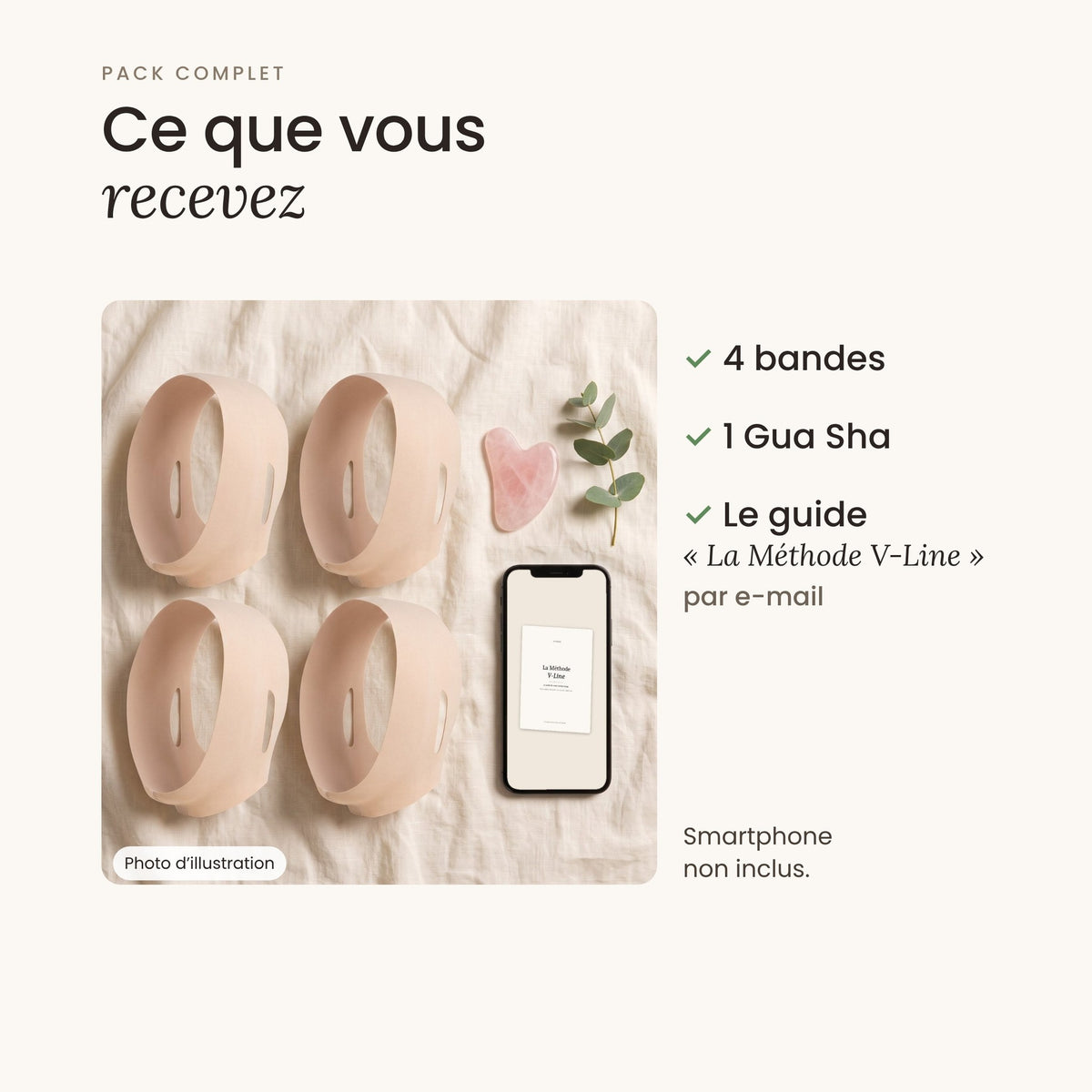 Pack 4 bandes : 4 bandes, 1 Gua Sha et le guide numérique
